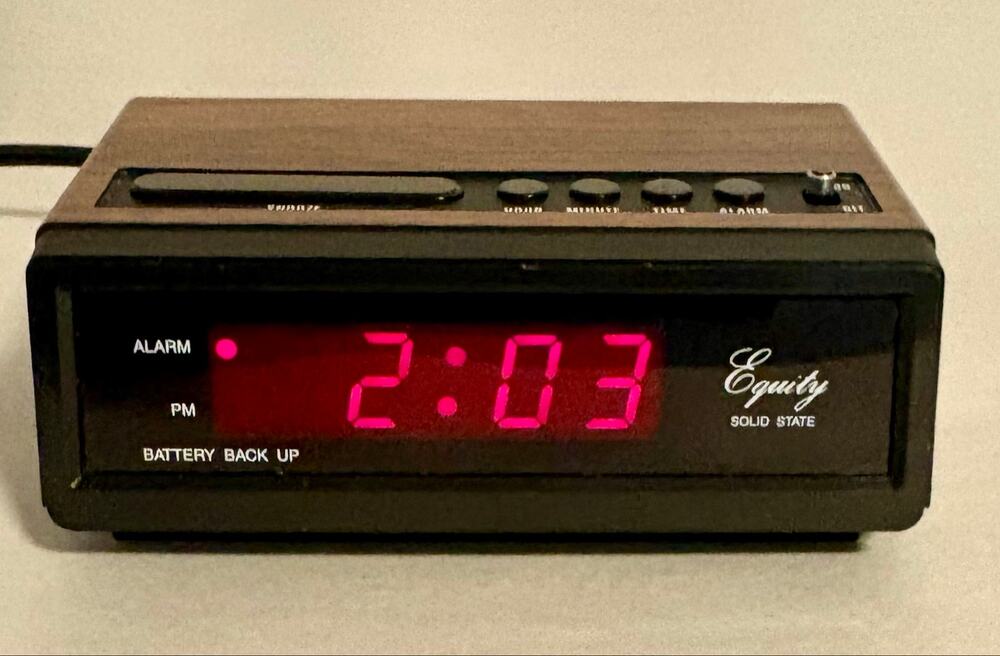 Vintage Woodgrain Equity 1016 Digital Alarm Clock Red LED- Tested